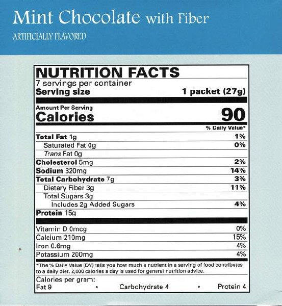 Proteinwise - Mint Chocolate Shake or Pudding with Fiber - 7/Box
