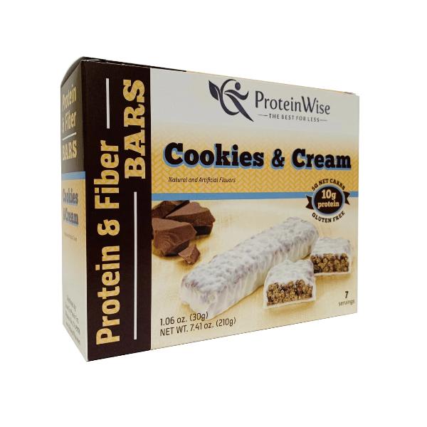 ProteinWise - Cookies & Cream Lite Protein & Fiber Bars - 7/Box