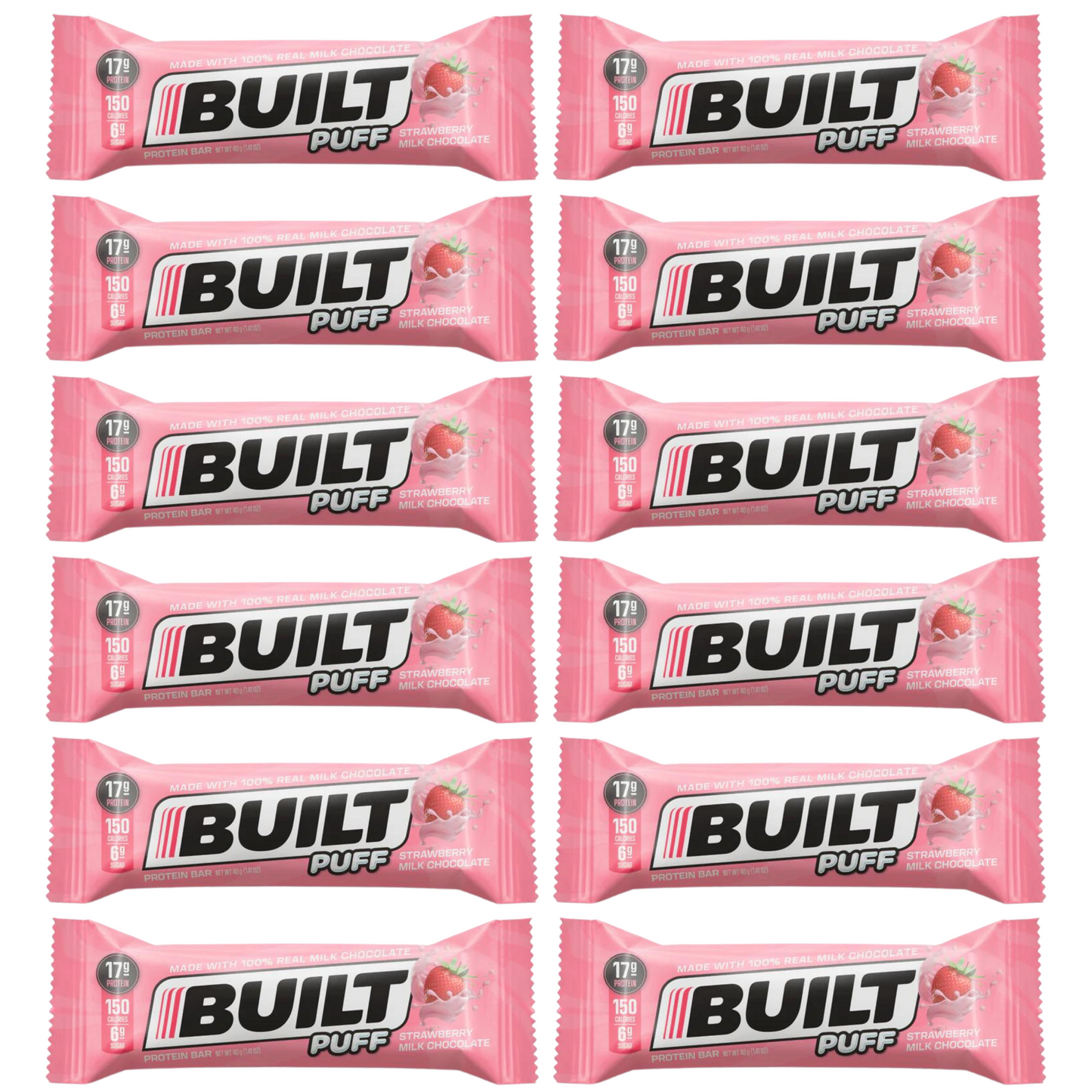 Built High Protein Puff - Strawberry Milk Chocolate - 12/Box