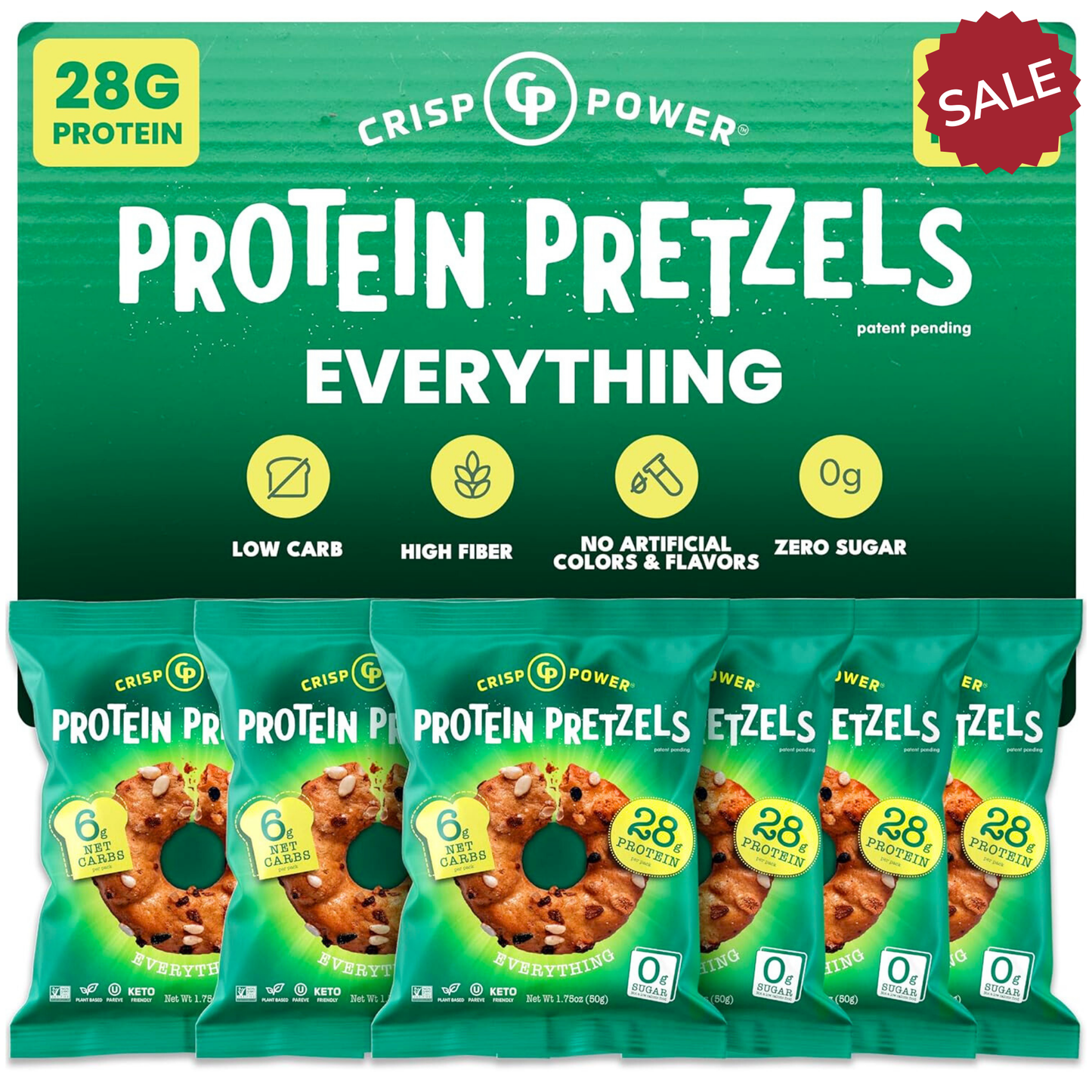 Crisp Power Protein Pretzels - Everything - 6 Bags