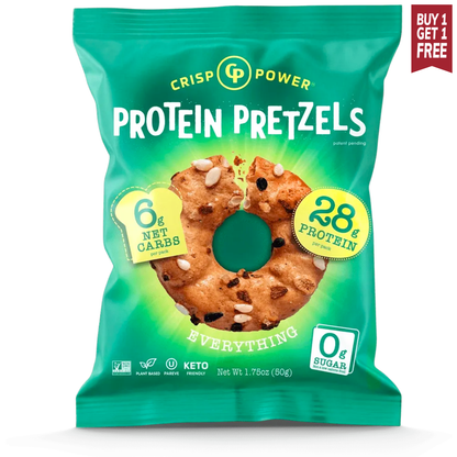 Crisp Power Protein Pretzels - Everything - Single Bag