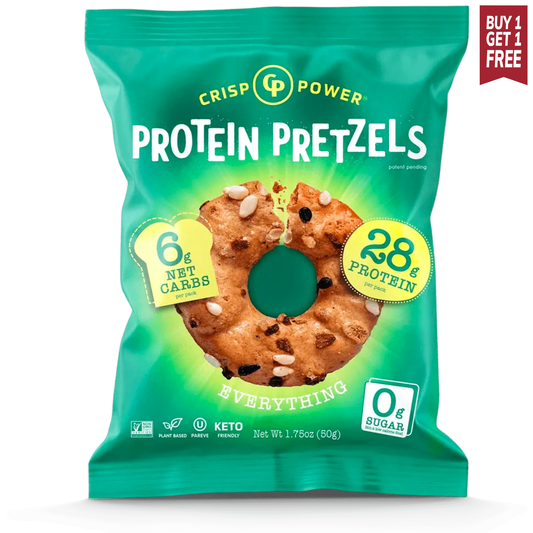 Crisp Power Protein Pretzels - Everything - Single Bag