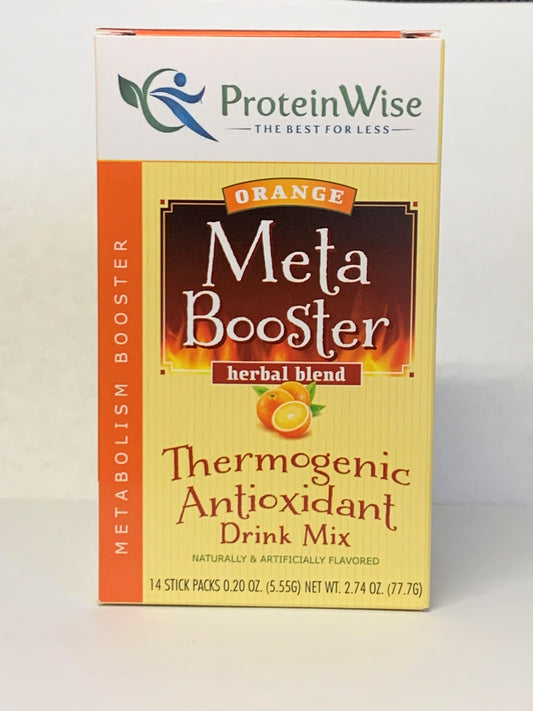 ProteinWise - Meta Booster Thermogenic Antioxidant Drink Mix - Orange- 14 Stick Packs