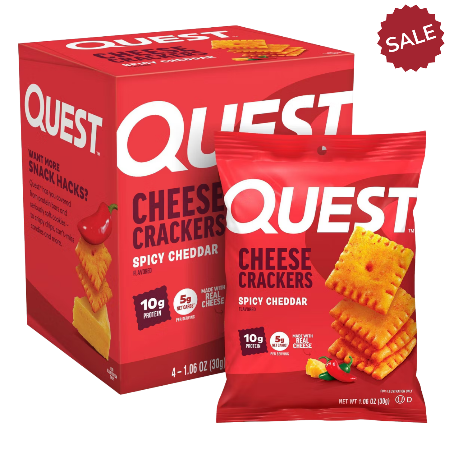 Quest - Cheese Crackers - Spicy Cheddar - 4/Box