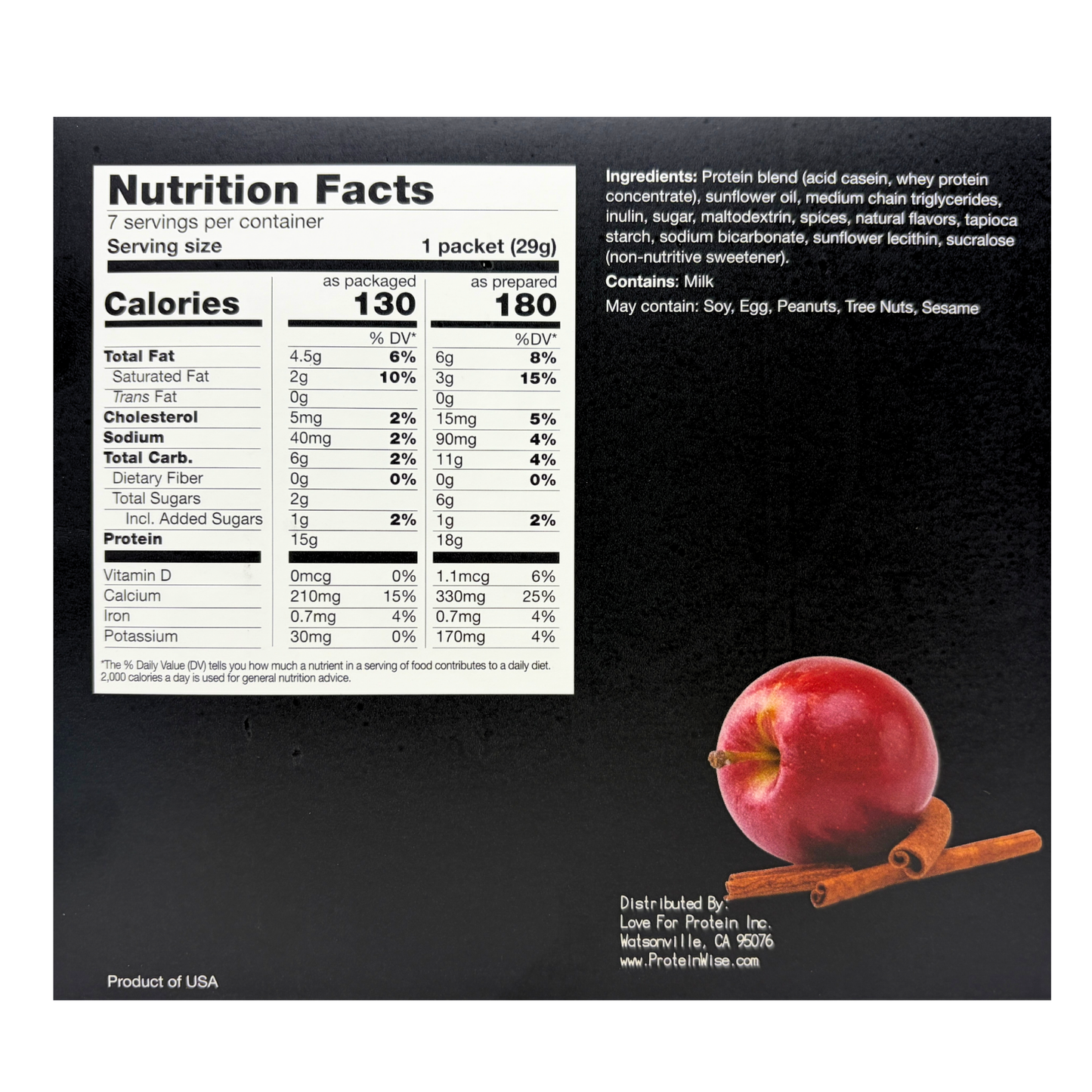 ProteinWise - Apple Cinnamon Hoops Breakfast Cereal - 7/Box