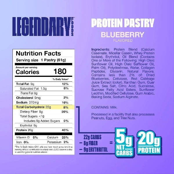 Legendary Foods - Blueberry - Tasty Pastry - 10 Pack