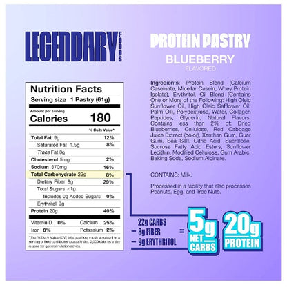 Legendary Foods - Blueberry - Tasty Pastry - Single