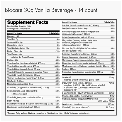 BioCare - 30g GLP-1 Support Beverage - Vanilla - 14/Box