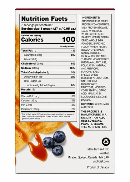 ProtiDiet - High Protein Pancake Mix Blueberry - 7/Box