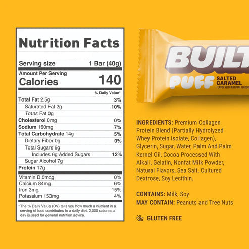Built High Protein Puff - Salted Caramel - 1 Bar