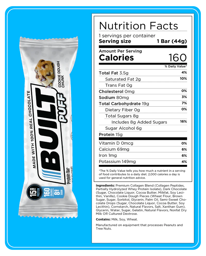 Built High Protein Puff - Cookie Dough Chunk - 1 Bar