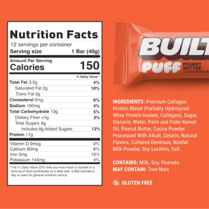 Built High Protein Puff - Peanut Butter - 1 Bar