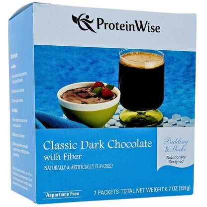 ProteinWise - Classic Dark Chocolate Shake or Pudding with Fiber - 7/Box