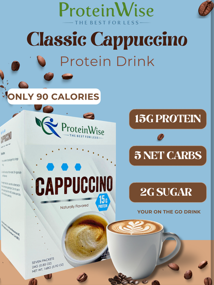 ProteinWise - Classic Cappuccino Protein Drink - 7/Box