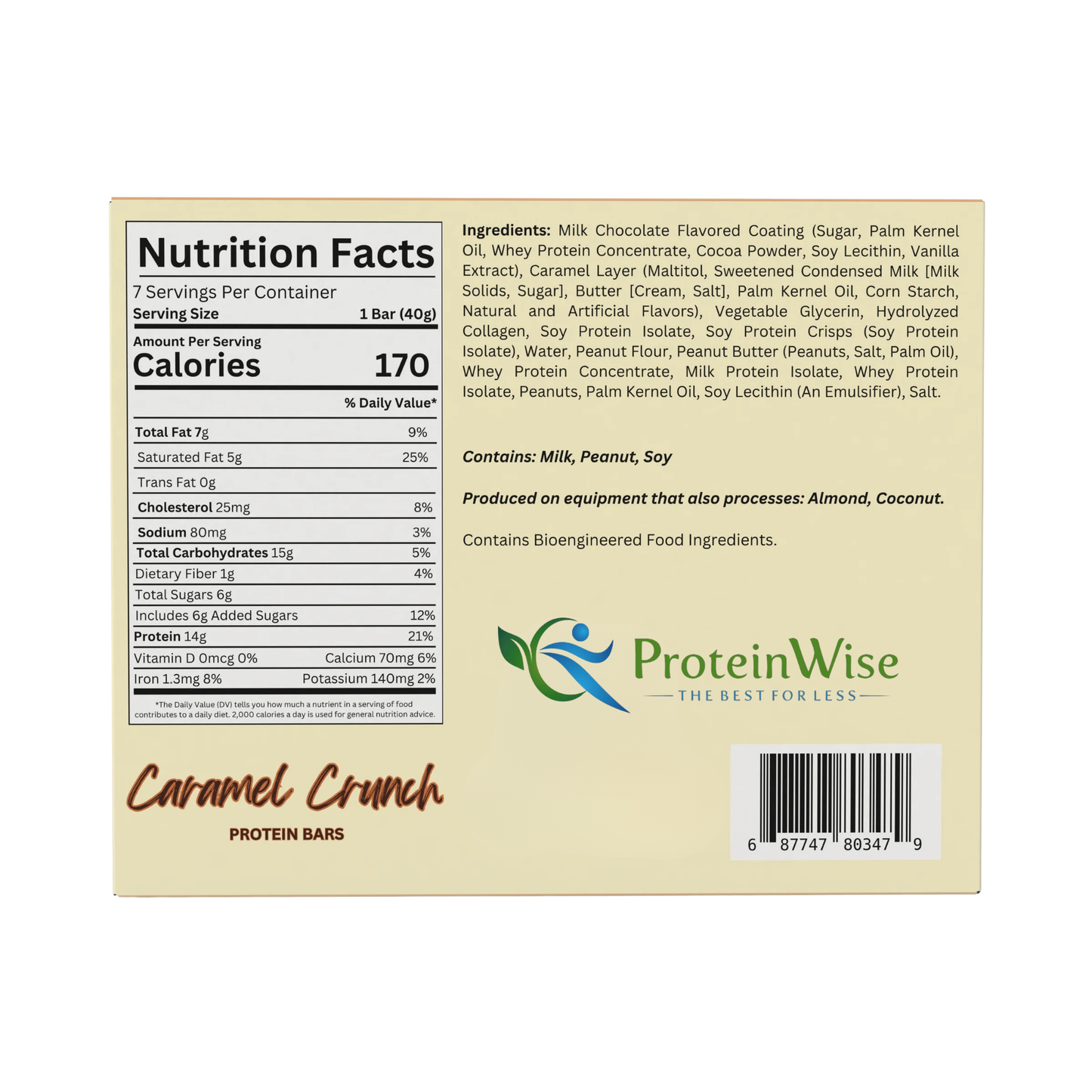 ProteinWise - Caramel Crunch Protein Bar - 7 Bars