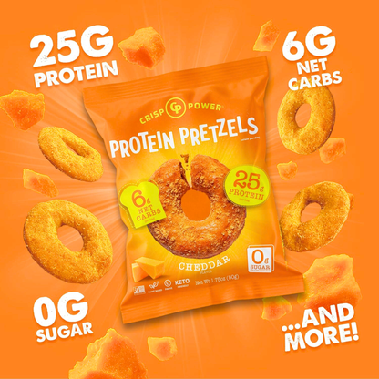Crisp Power Protein Pretzels - Cheddar - 6 Bags