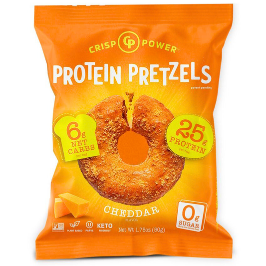 Crisp Power Protein Pretzels - Cheddar - Single Bag