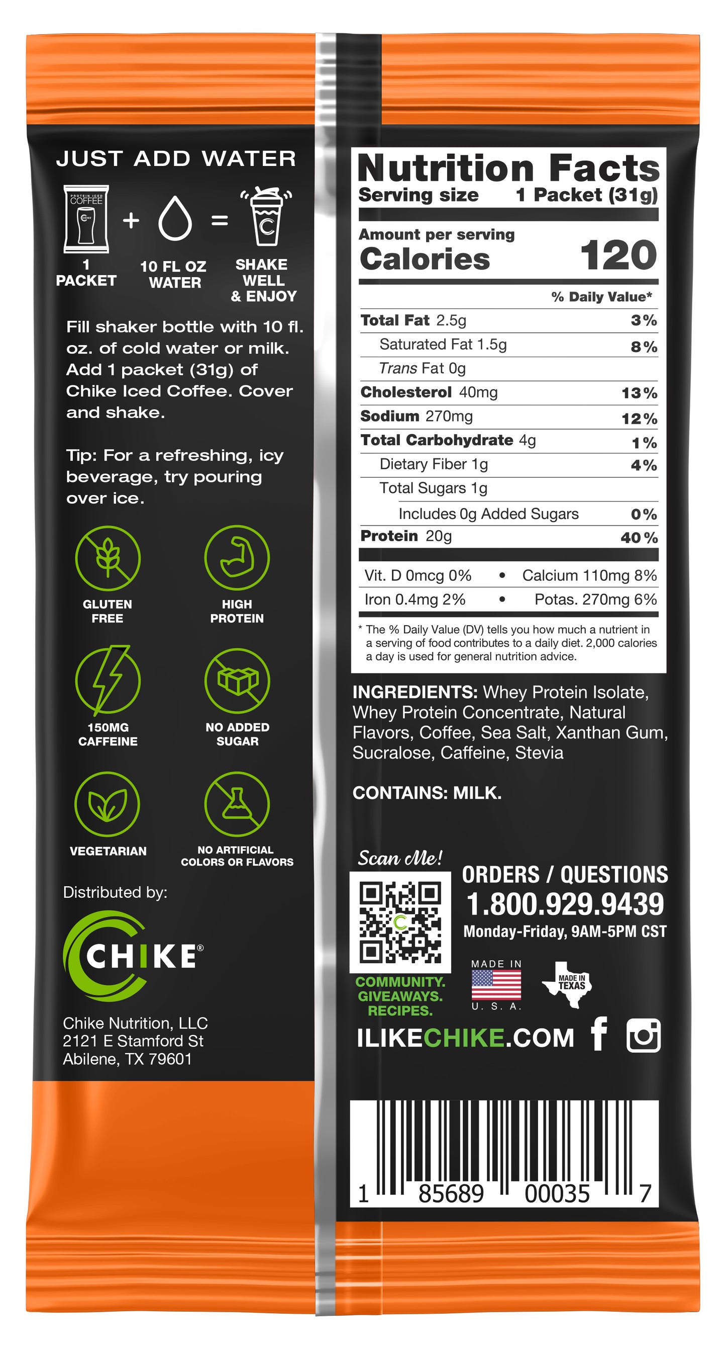 Chike Nutrition High Protein Iced Coffee - Pumpkin Spice Latte - Single Serving (Limited Edition)