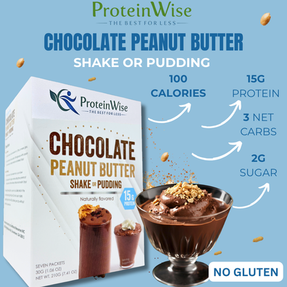 ProteinWise - High Protein Chocolate Peanut Butter Shake Or Pudding - 7/Box
