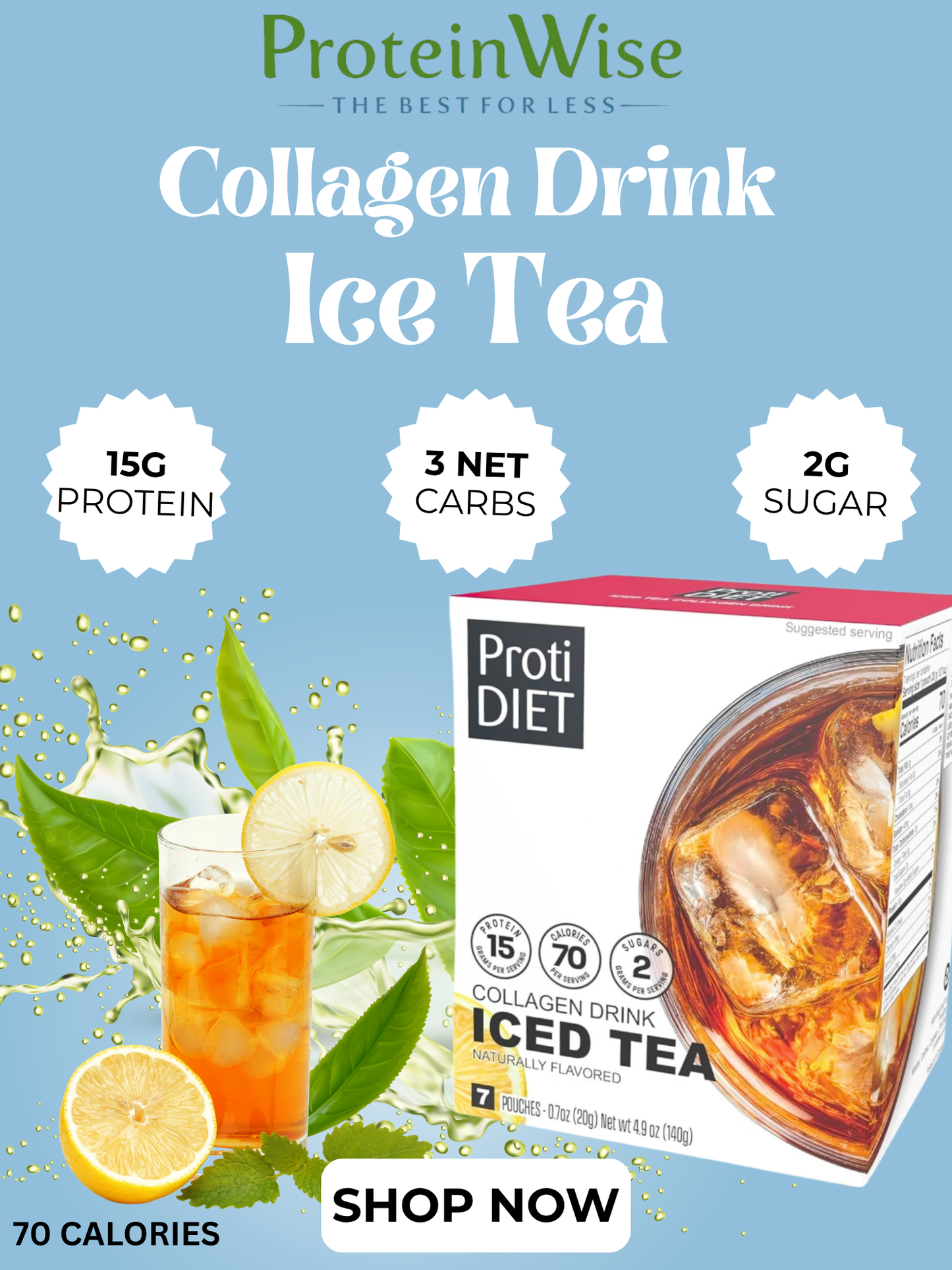 ProtiDiet - Collagen Drink  - Iced Tea - 7/Box