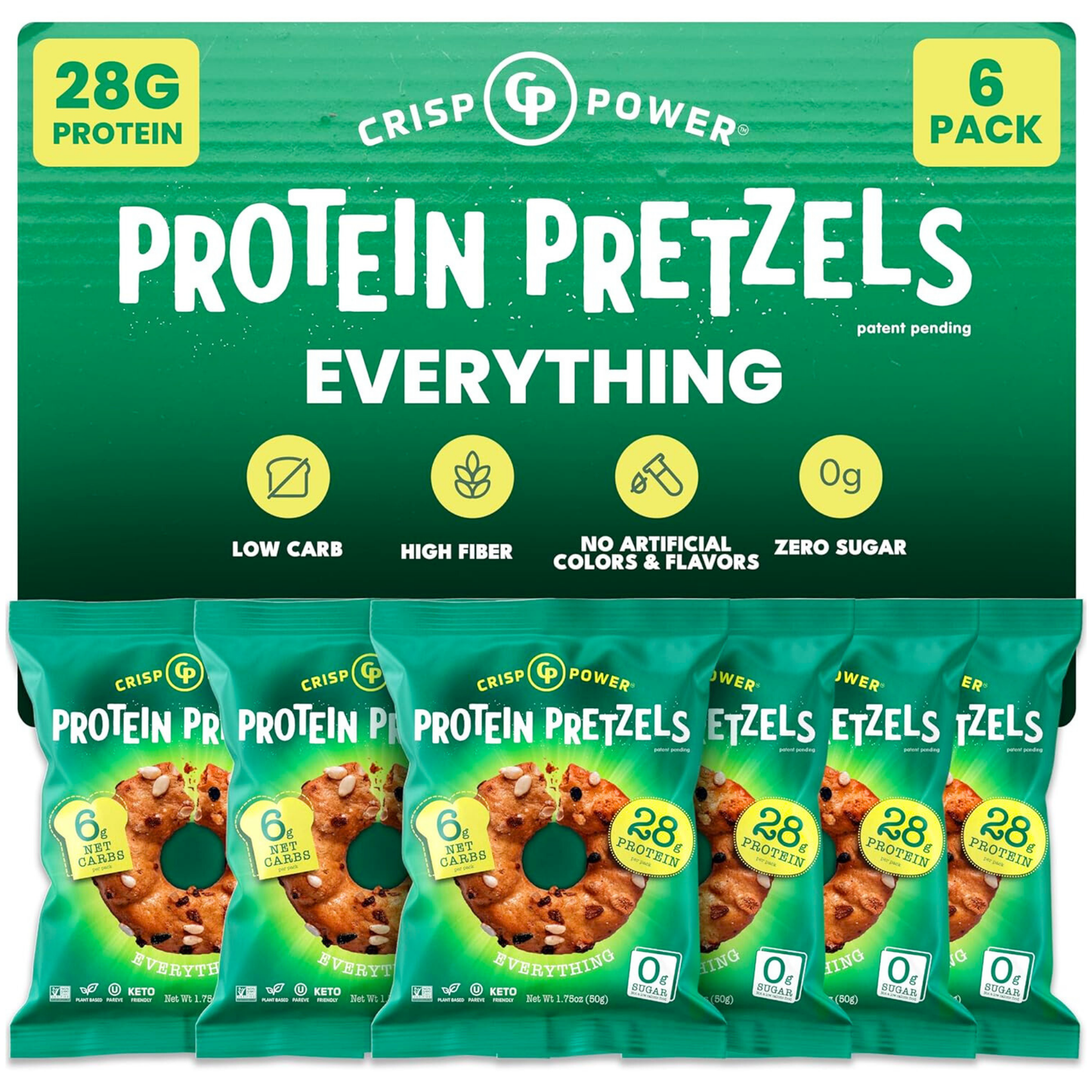 Crisp Power Protein Pretzels - Everything - 6 Bags