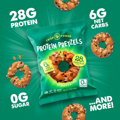 Crisp Power Protein Pretzels - Everything - Single Bag