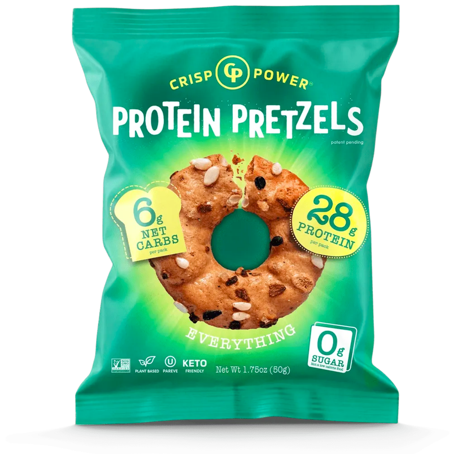 Crisp Power Protein Pretzels - Everything - Single Bag