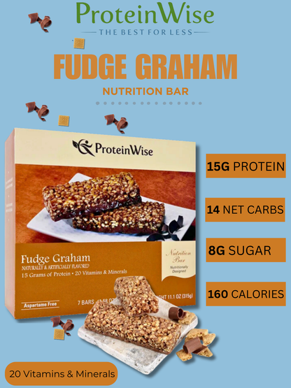 ProteinWise - Fudge Graham Nutrition Bar- 7/Box