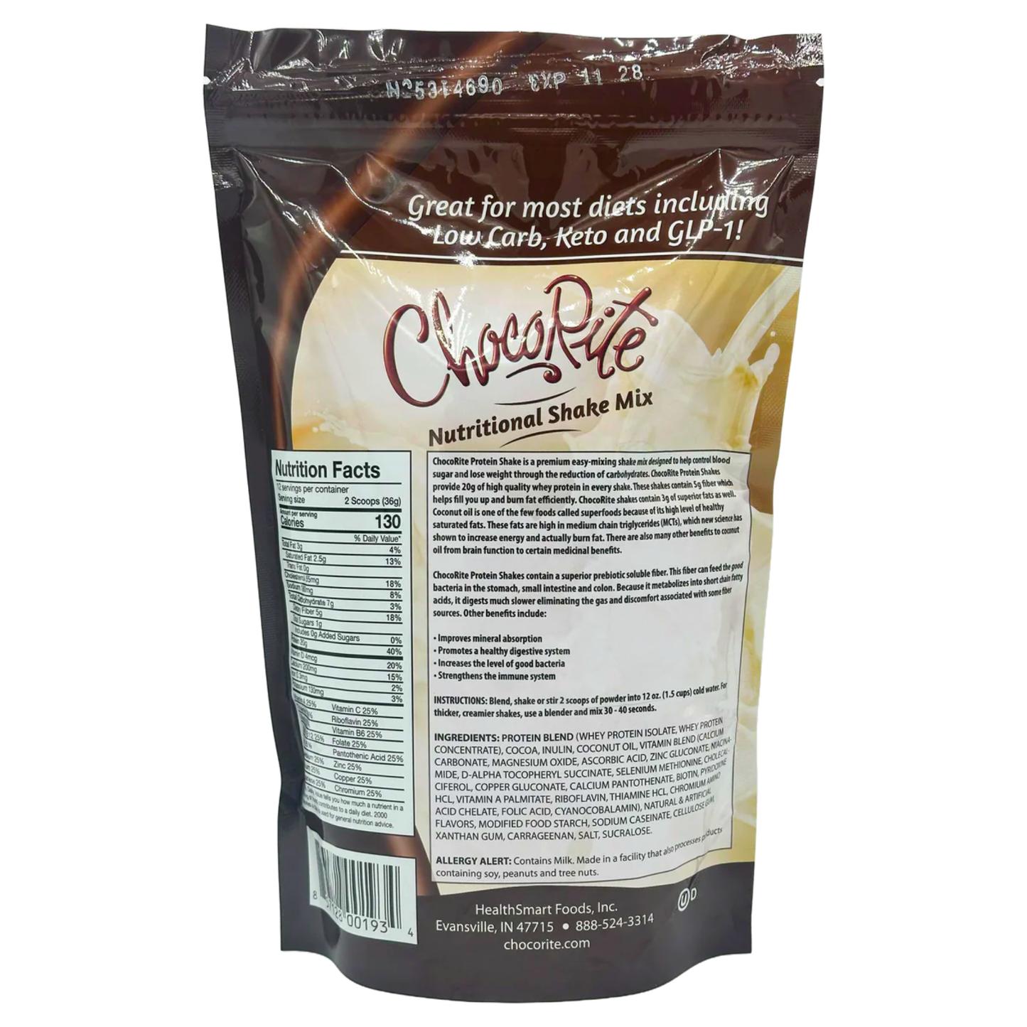 HealthSmart ChocoRite High Protein Shake Mix - Chocolate Fudge Brownie - 15.1 oz