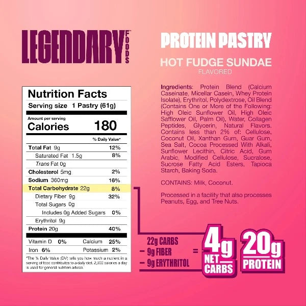 Legendary Foods - Hot Fudge Sundae - Tasty Pastry - 10 Pack