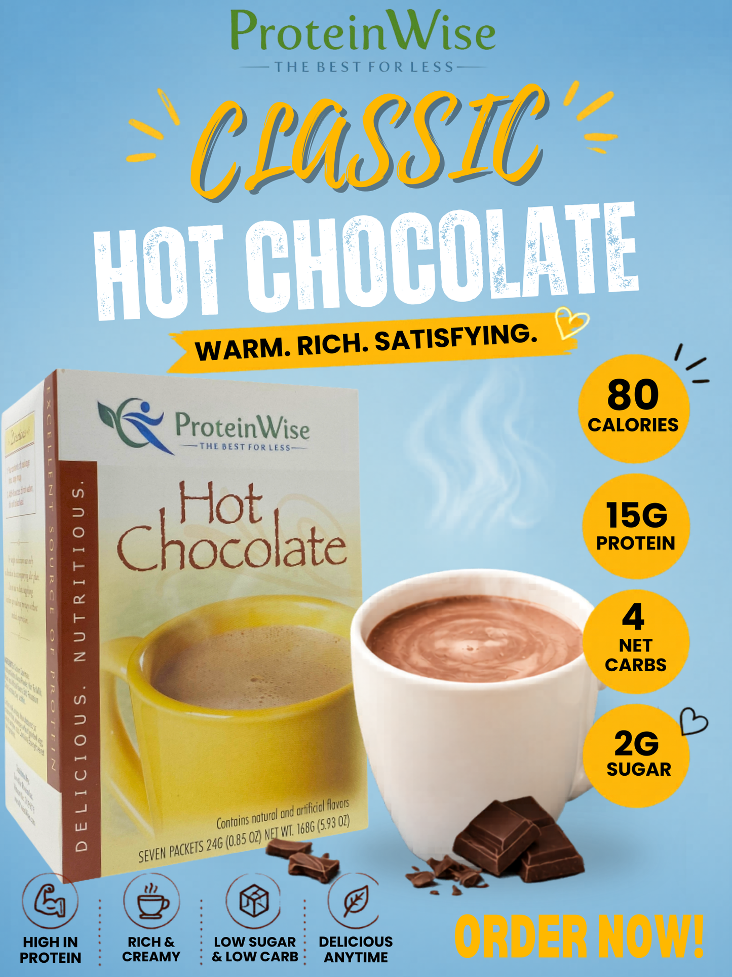 ProteinWise - Classic Protein Hot Chocolate - 7/Box