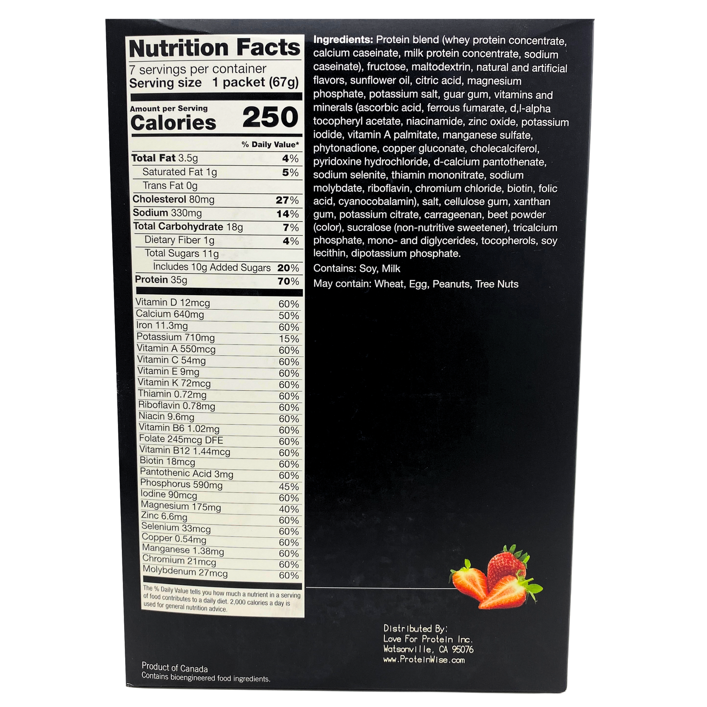 Love For Protein - Strawberry VHP Meal Replacement Drink Mix - 7/Box