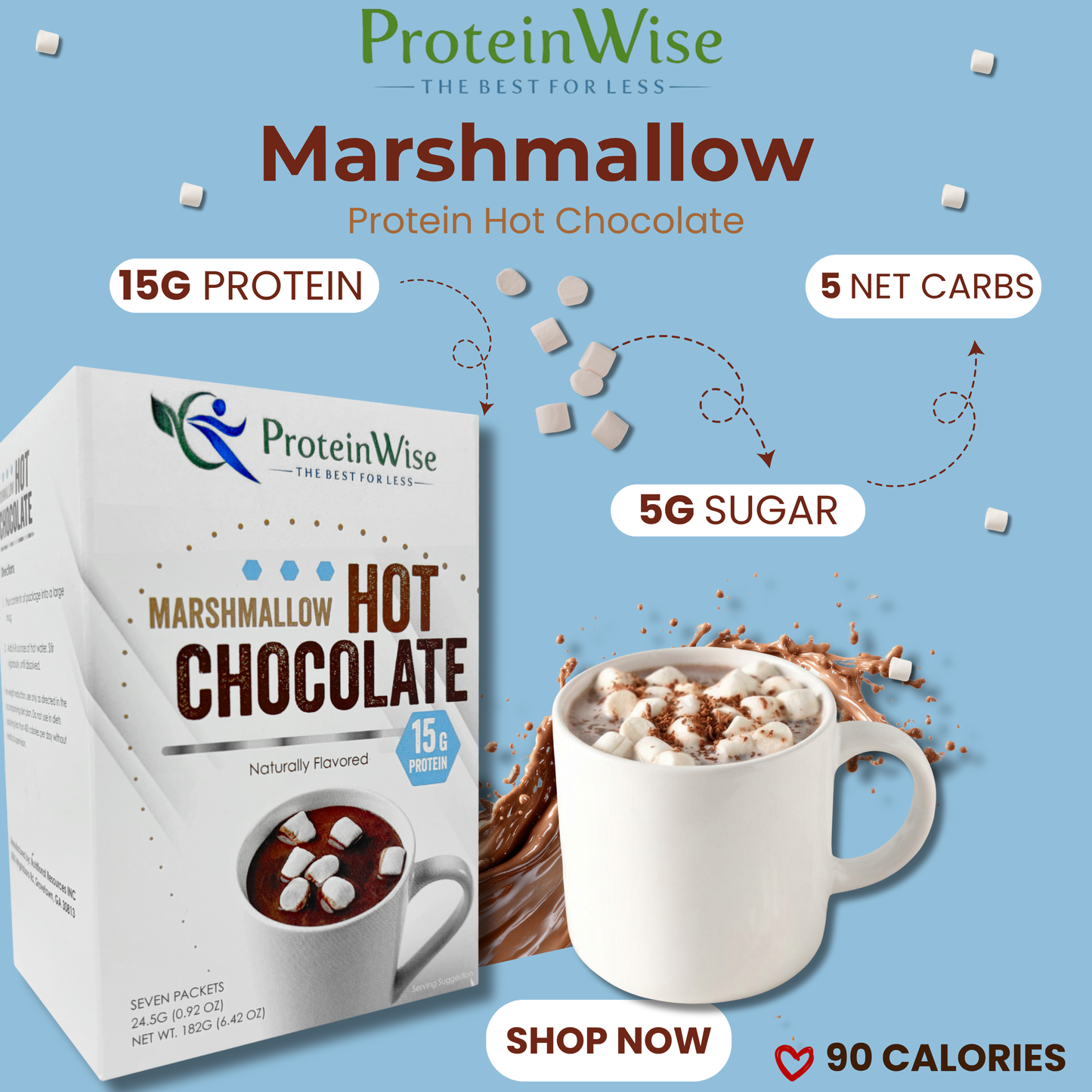 ProteinWise - Marshmallow Protein Hot Chocolate - 7/Box