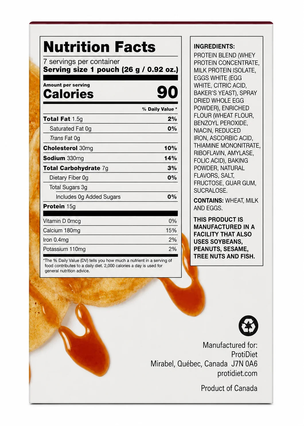 ProtiDiet - High Protein Natural Pancake Mix - 7/Box
