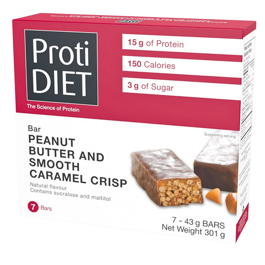 ProtiDiet - High Protein Peanut Butter Smooth Caramel Crisp Bar - 7 Bars