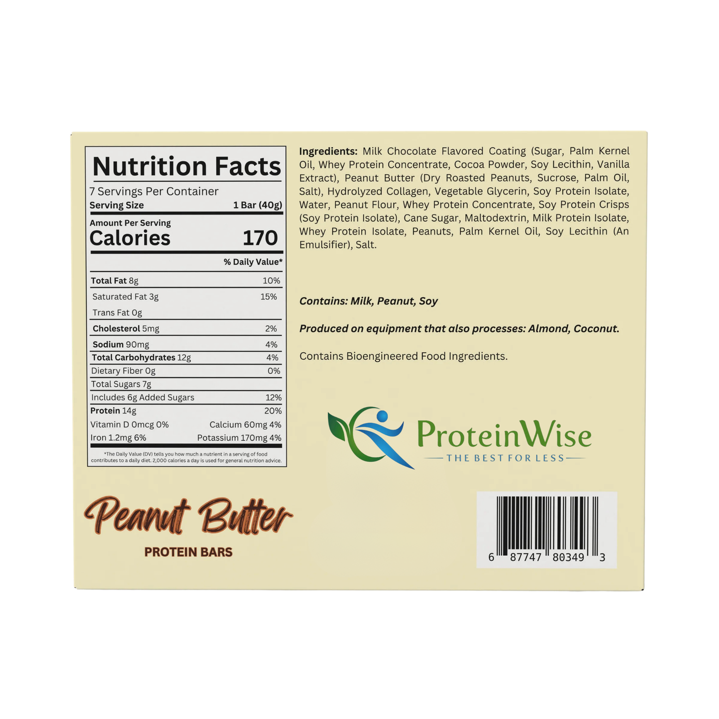 ProteinWise - Peanut Butter High Protein Bar - 7 Bars