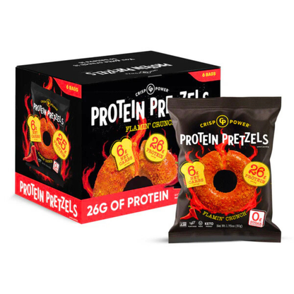 Crisp Power Protein Pretzels - Flamin' Crunch - 6 Bags