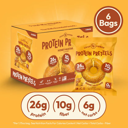 Crisp Power Protein Pretzels - Honey Mustard - Single Bag