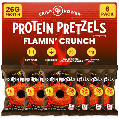 Crisp Power Protein Pretzels - Flamin' Crunch - 6 Bags