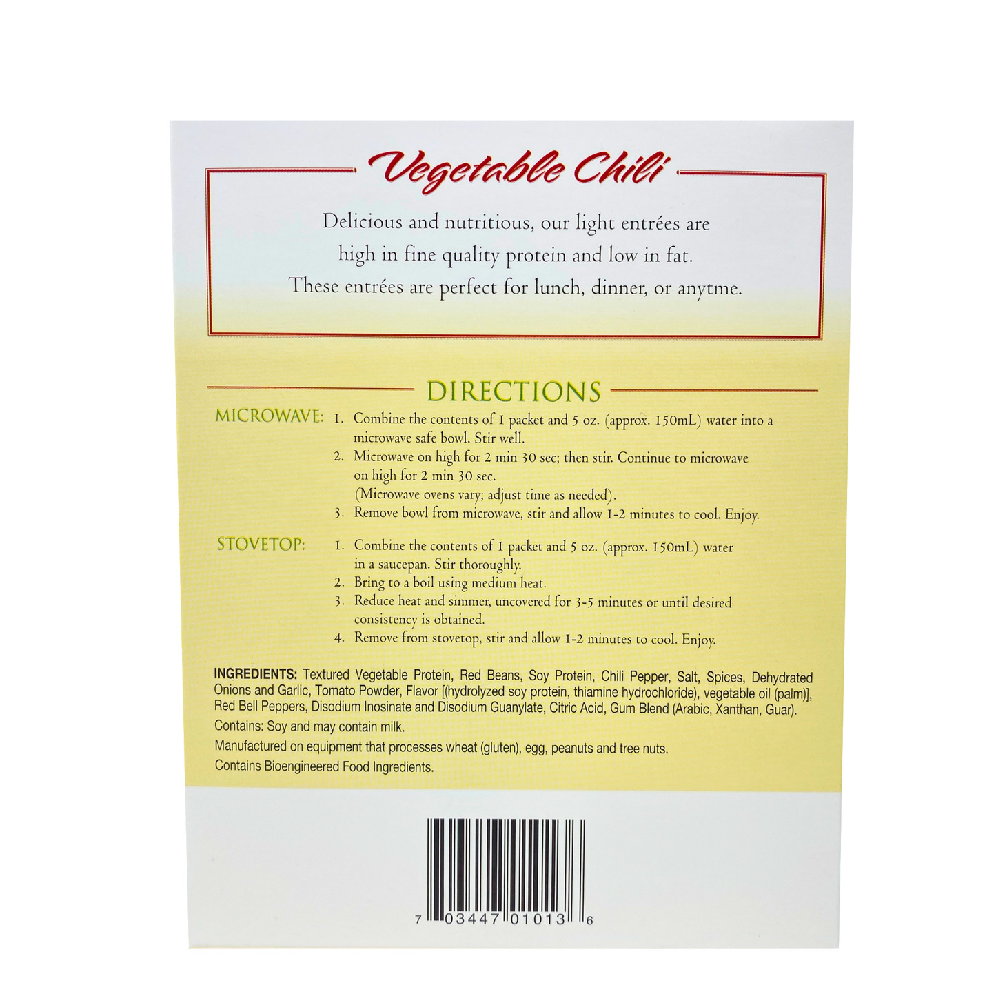 ProteinWise - Vegetable Chili with Beans - 7/Box