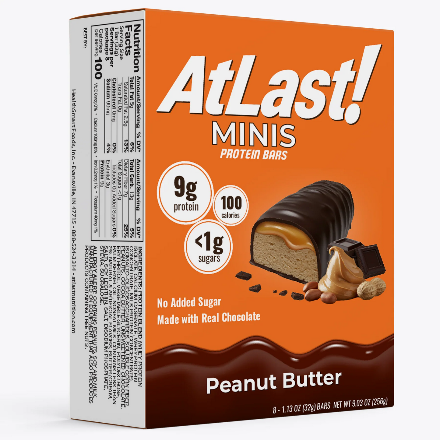 At Last! Minis Protein Bars - Peanut Butter - 8/Box
