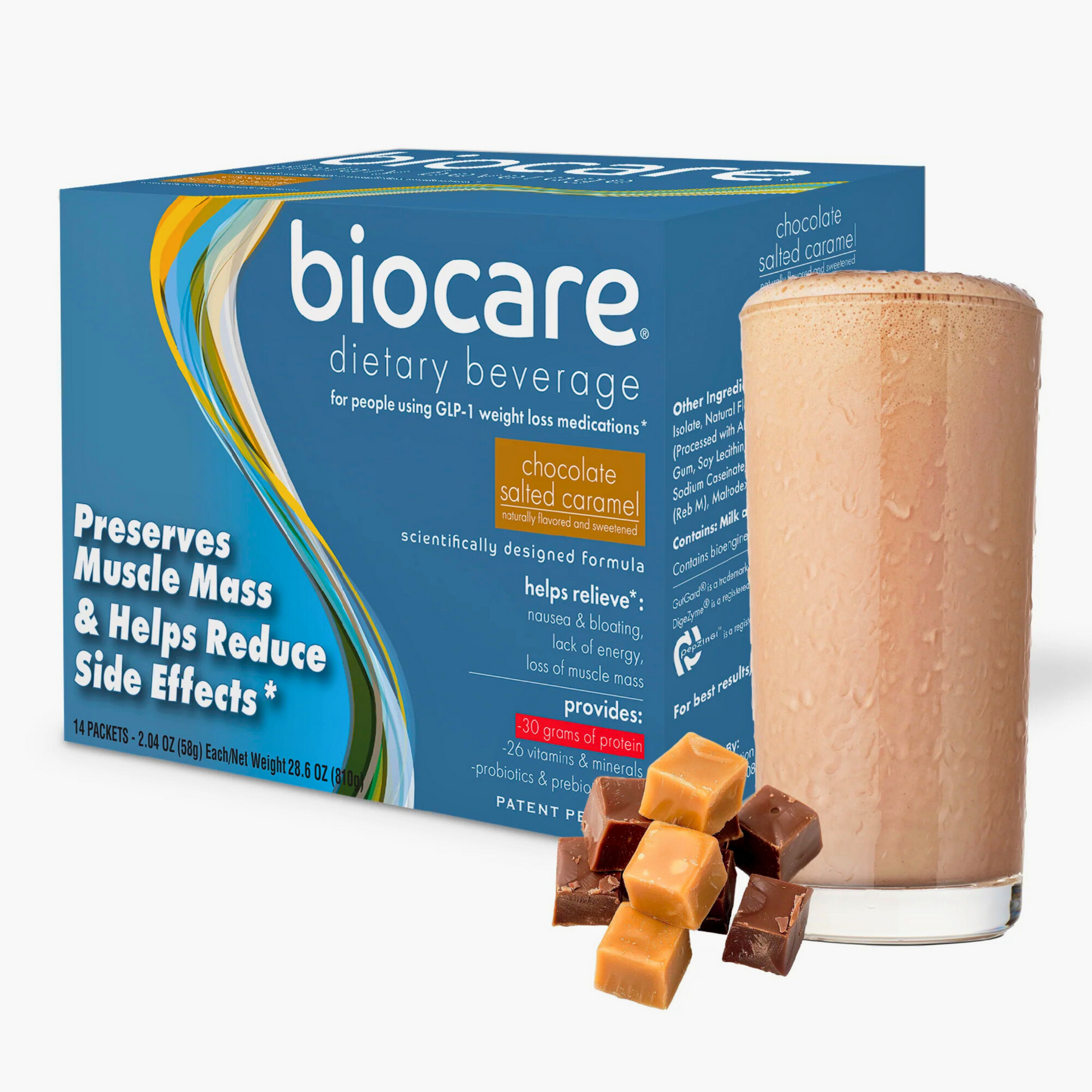 BioCare - 30g GLP-1 Support Beverage - Chocolate Salted Caramel - 14/B | ProteinWise BioCare - 30g GLP-1 Support Beverage - Chocolate Salted Caramel - 14/B | ProteinWise