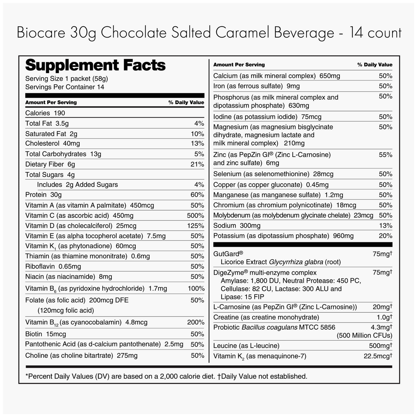 BioCare - 30g GLP-1 Support Beverage - Chocolate Salted Caramel - 14/Box