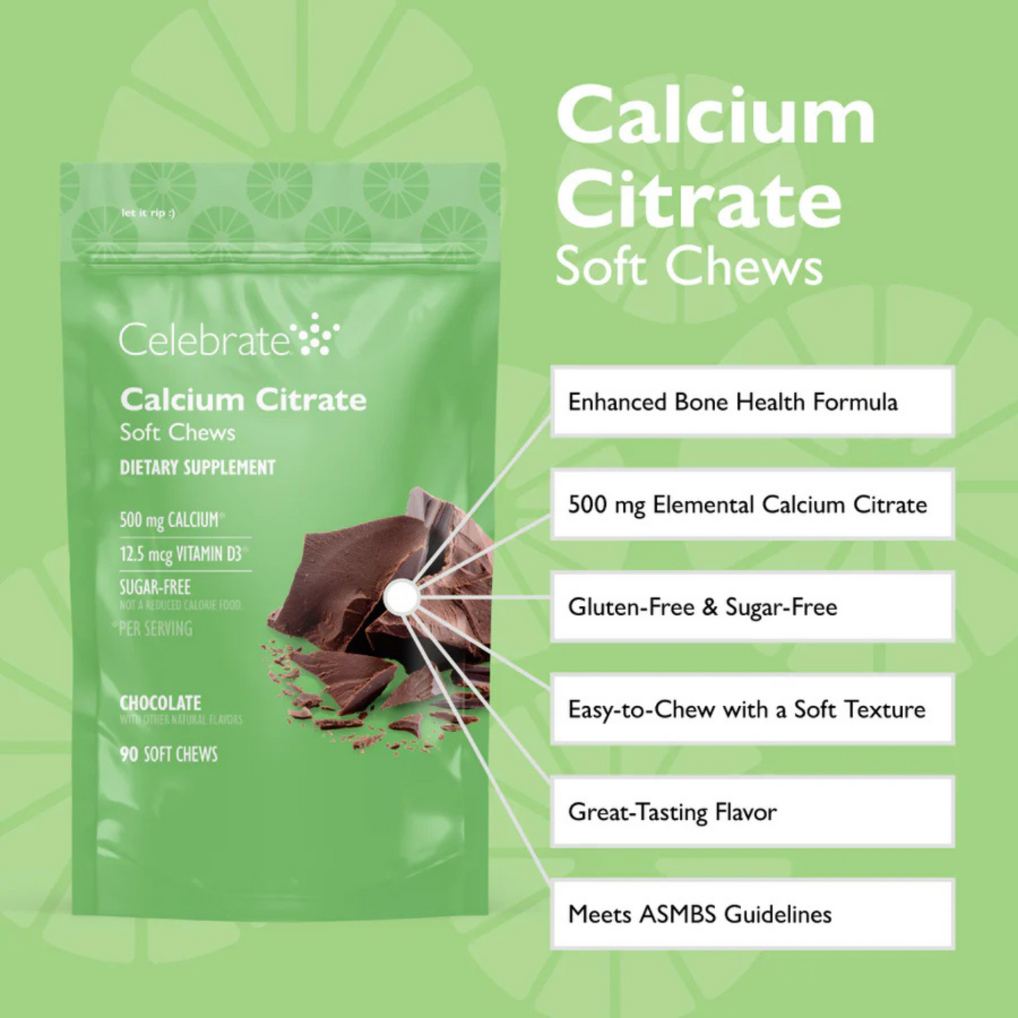 Celebrate - Calcium Soft Chew - Chocolate -  500mg - 90 Count