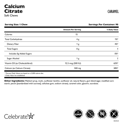 Celebrate - Calcium Soft Chew - Caramel -  500mg - 90 Count