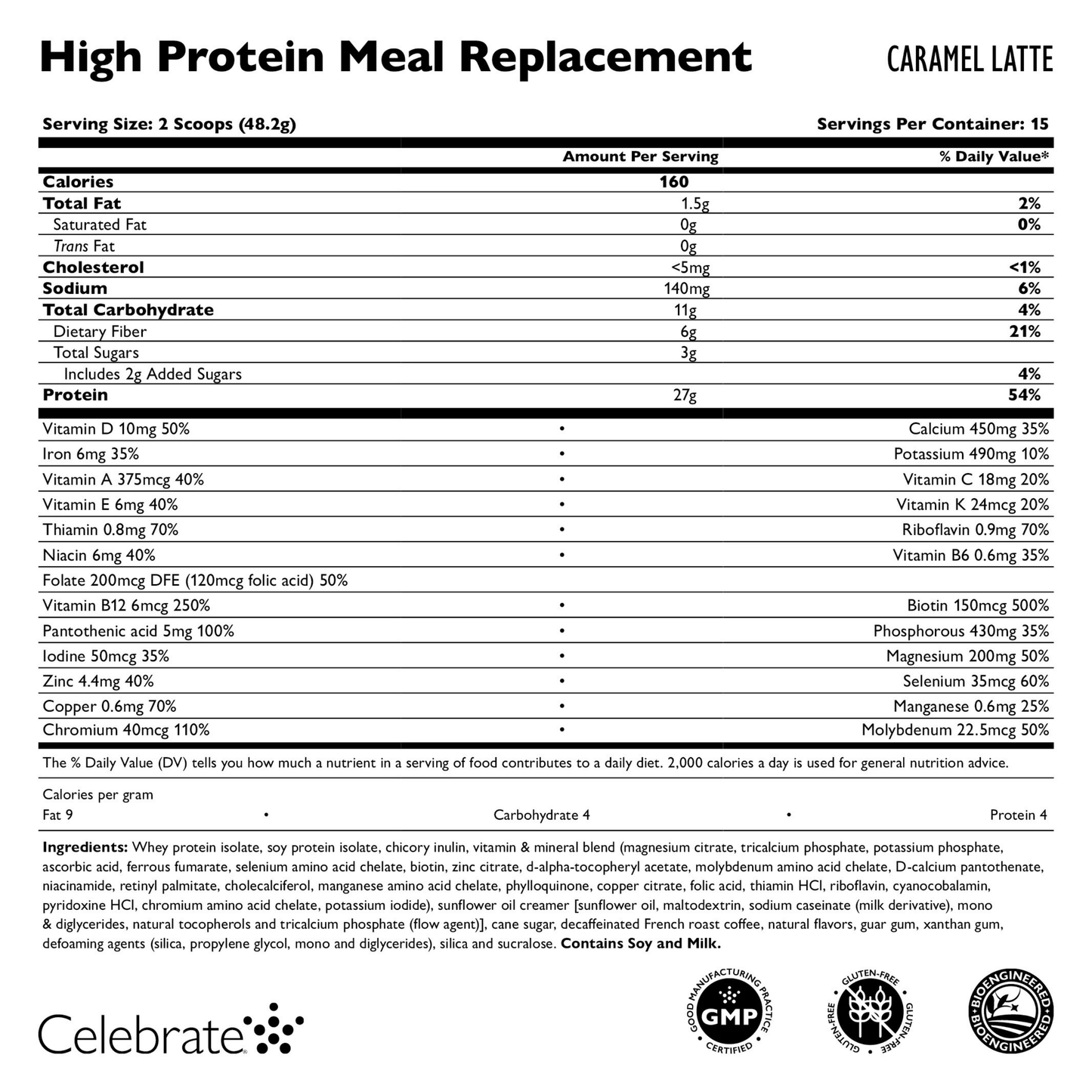 Celebrate - Caramel Latte Meal Replacement - 15 Servings