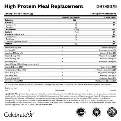 Celebrate - Deep Chocolate Meal Replacement - 15 Servings