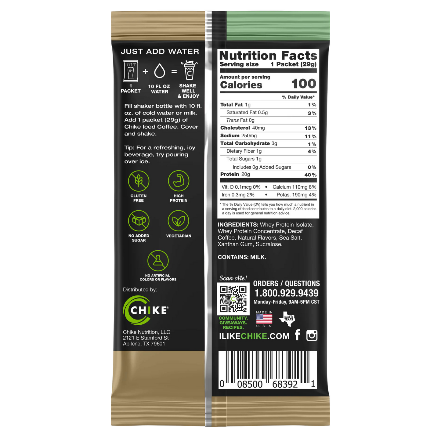 Chike Nutrition High Protein Iced Coffee - Decaf Cappuccino - Single