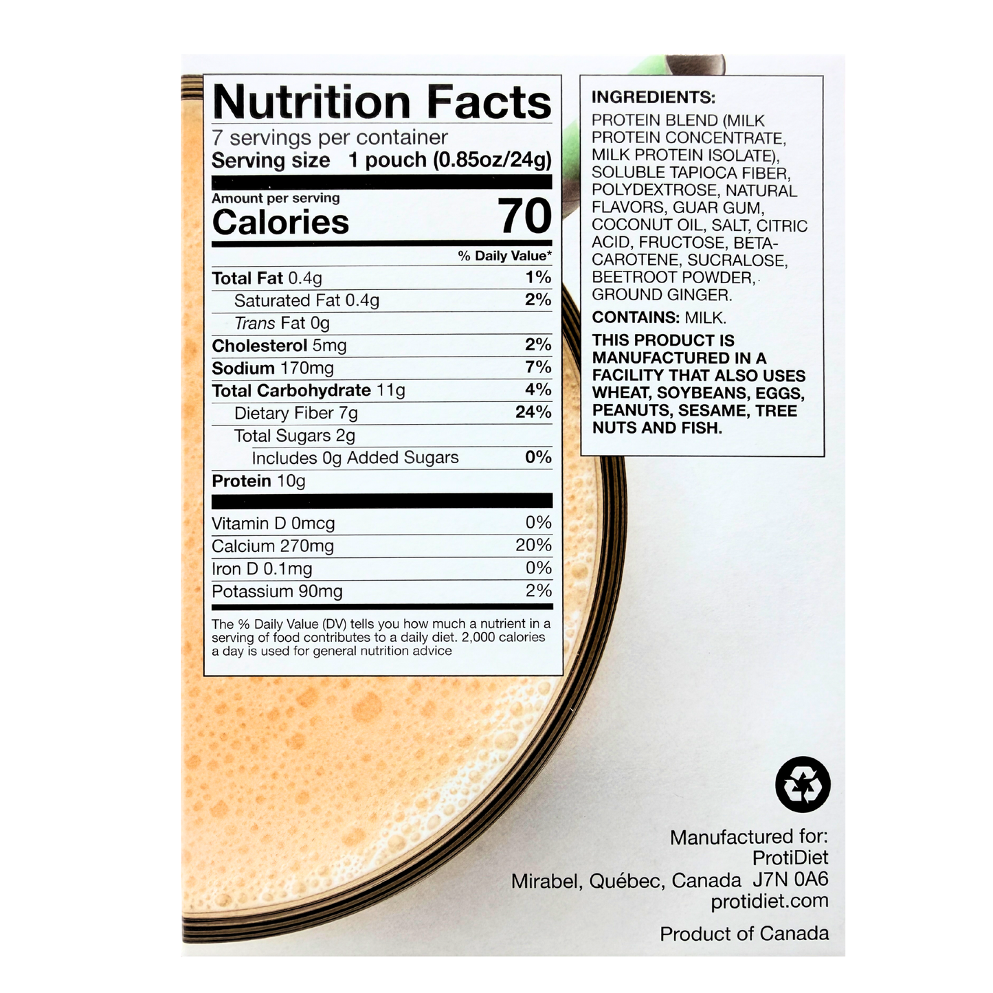 ProtiDiet - Creamy Mango Smoothie Mix - 7/Box