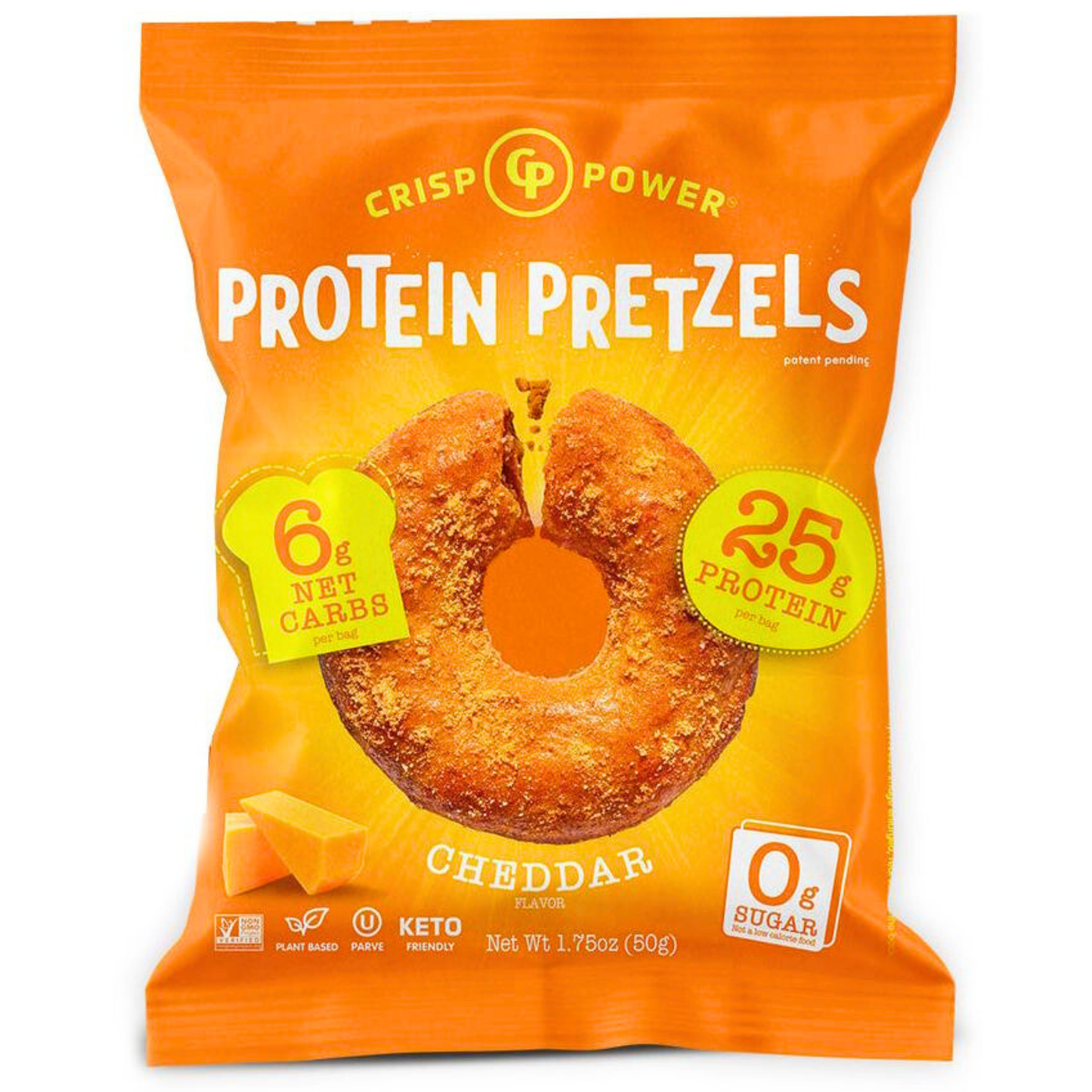 Crisp Power Protein Pretzels - Cheddar - Single Bag